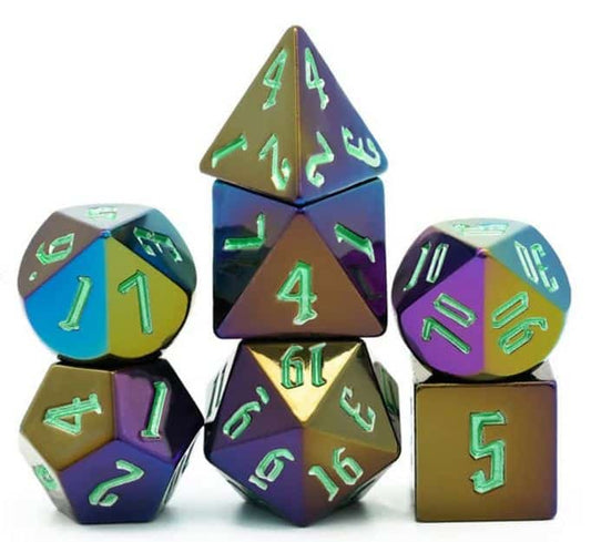 Jumbo Metallic Dice Set with Green Font