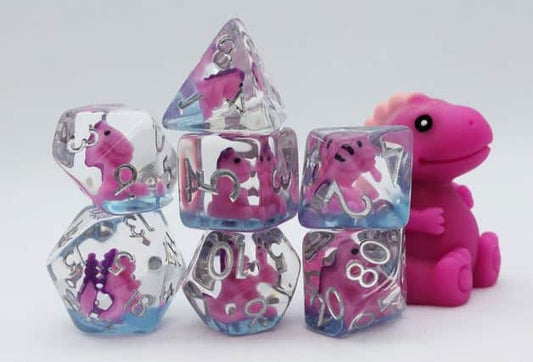 Pink T-Rex RPG Dice Set