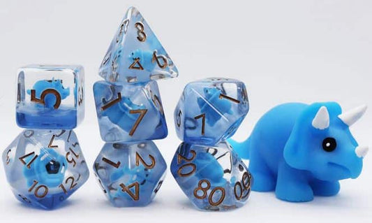 Blue Triceratops RPG Dice Set