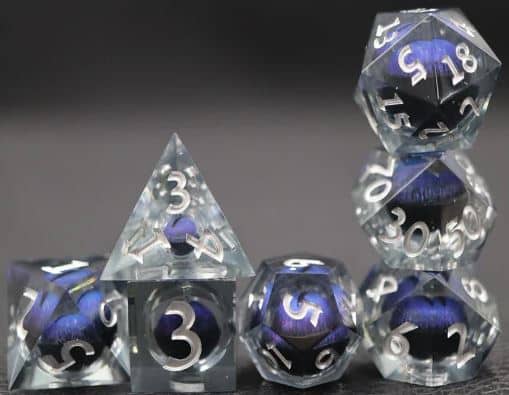 Sharp Edge Moving Eye RPG Dice Set - Purple Cyclops