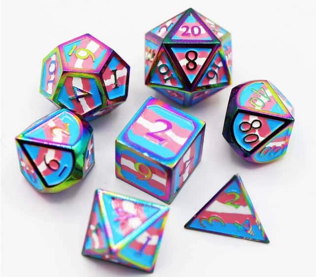 Transgender Pride Flag - Metal RPG Dice Set