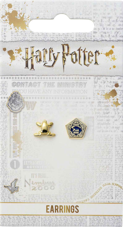 Harry Potter Earrings Chocolate Frog &amp; Box (Gold plated)