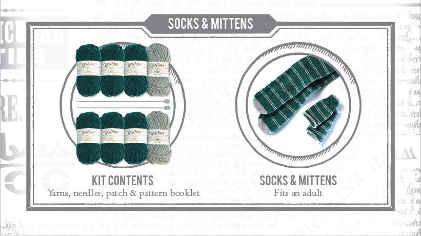 Harry Potter Strickset Slouch Socken und Fäustlinge Slytherin