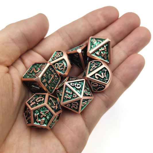 Metal Polyhedral Dice Set Koper/groen